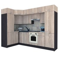 Bucatarie de Colt BIG GENA NEW DR. 150-290, Wenge / Decor 3025